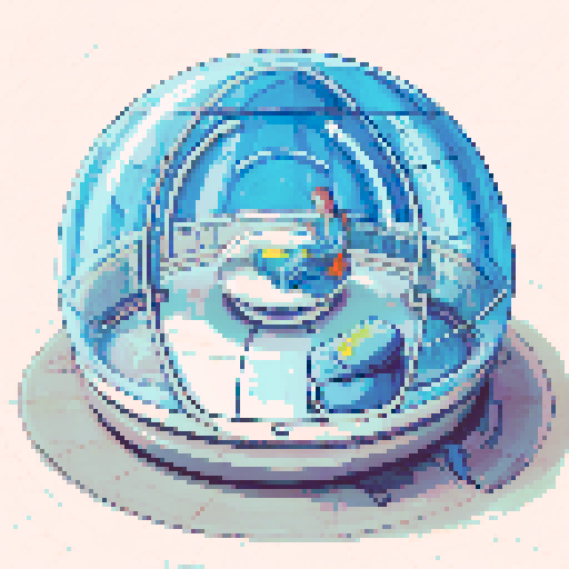 inside of a spherical space pod, a person sleeping in the middle in a cryo pod, top half of the space pod is glass looking out to space