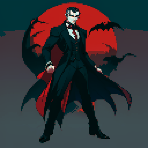 vampire lord, male vampire, full-body image, gentleman, dracula, ready to fight, facing left