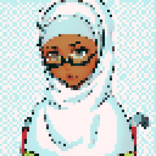 Teenage black girl with white hijab and Glasses