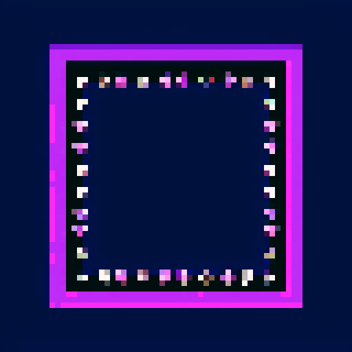 blueberry art frame, purple, pixelated fruits in vibrant colors, void inside, dark background, sRGB