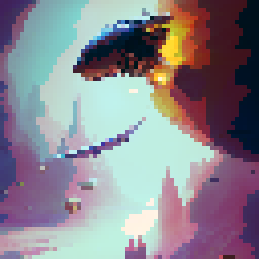 Create a whimsical illustration of a flying bread creature with bee wings and wide eyes, set against a vibrant, watercolor background.