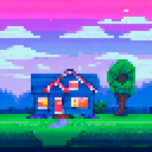 house with lights on near forest, night