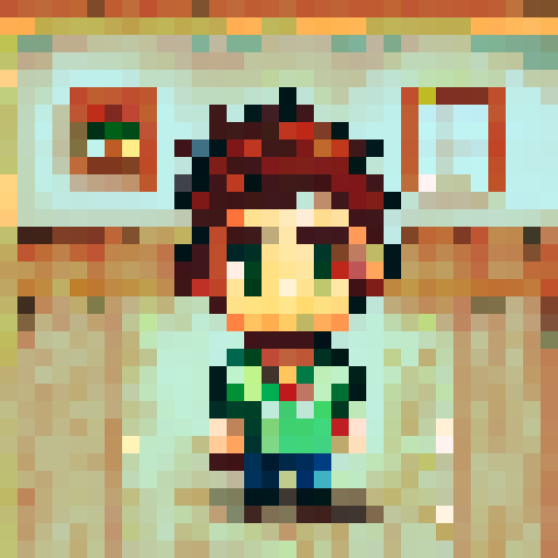 stardew valley sprite, close up, portrait, 8-bit, skill art, white background, game icon, 32x32 pixel art, sRGB, vibrant colors, expressive eyes, detailed shading