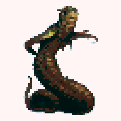 A snake with the torso and head of a human, horror fantasy rpg