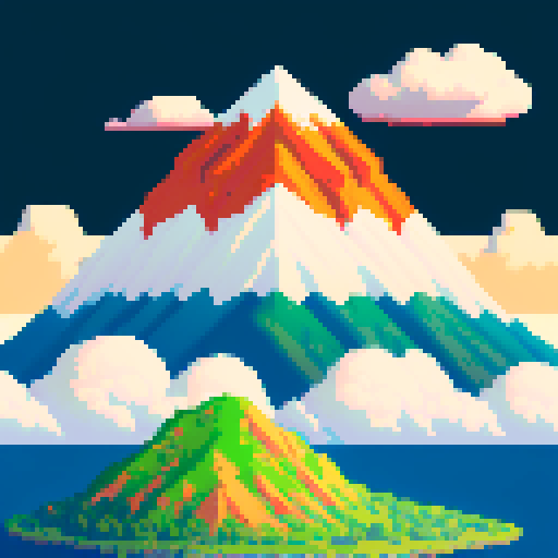 A beautiful glorious mountain coming from the earth but engulfed in clouds at its bottom and on the sides