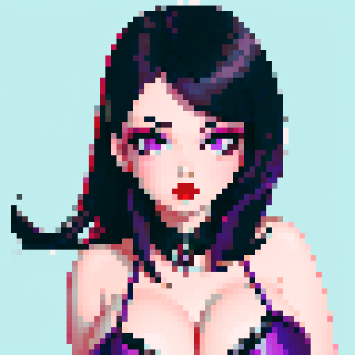 curvy, cute, goth girl,  black hair, purple eyeshadow, red lipstick. Wearing bikini.  glamour shot.