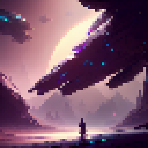 Futuristic knight surveys lush green planet with towering trees, bioluminescent flora, and hovering drones in a sleek, cyberpunk art style.