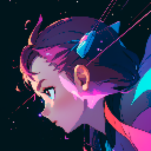 spaceship, sideview, vibrant galaxy, swirling nebulas, twinkling stars, pixel art, srgb