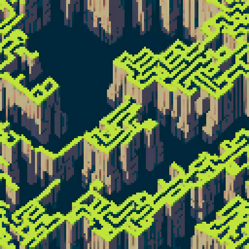 top-down view of cliffs winding like a maze in maze runner