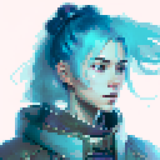 Stoic female swordswoman from japan. White hair. Ponytail. Blue eyes. Light blue kimono. Fantasy RPG setting. Portrait.