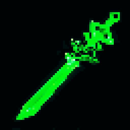 rogue's dagger, shimmering silver blade, intricate engravings, glowing green gemstone handle