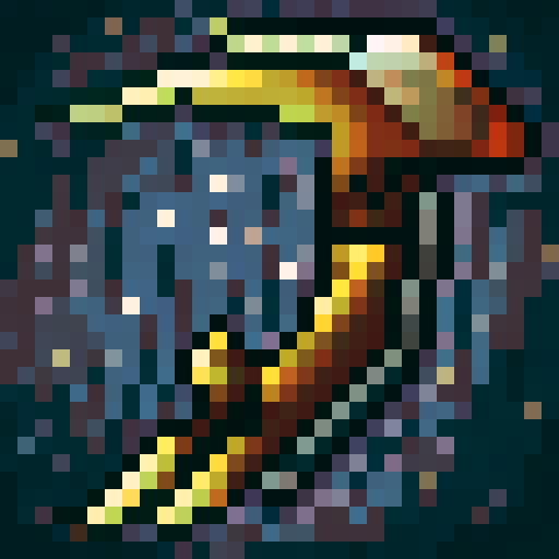 A scythe, with a black and gold color scheme, preferably looks like its almost glowing