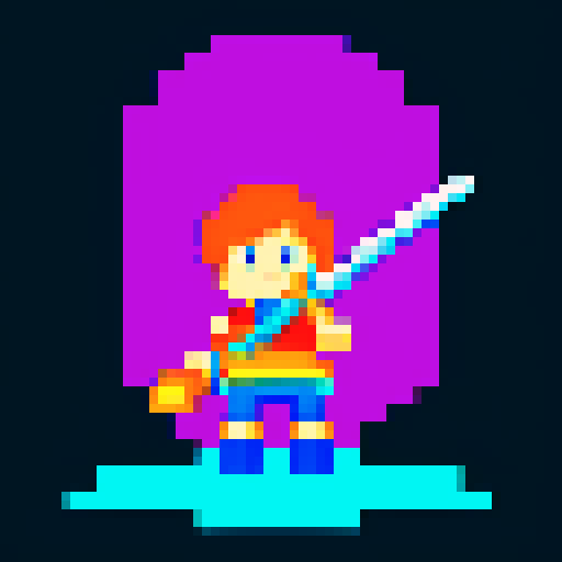 pixelated sword, vibrant colors, retro gaming style