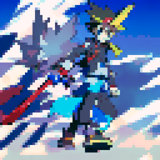 Brown-haired young man in a blue vest and red headband, fiercely wielding two swords in an anime-inspired action scene