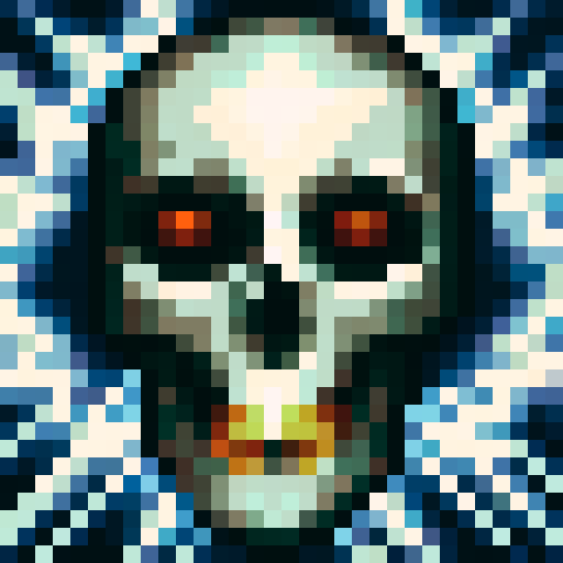 Skull, no shading, only use four colors, evil vibe