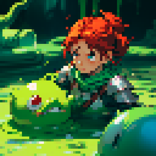 hero sinking into slime, hero drowning in slime, hero has red hair, hero has silver armor, reaching up, panic, sinking deep into the goo