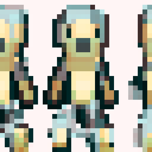 A main character wearing a dark souls style armor