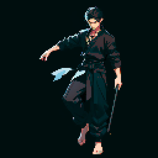 male character, black clothing, neutral pose, head to toe