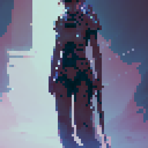 female warrior, light saber, tall robot, lasers from eyes, woods, monsters, innocent people, fantasy RPG