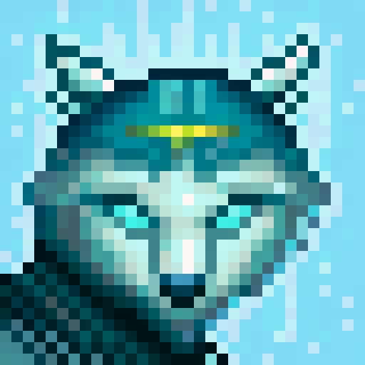 Wolf avatar, portrait, glowing eyes
