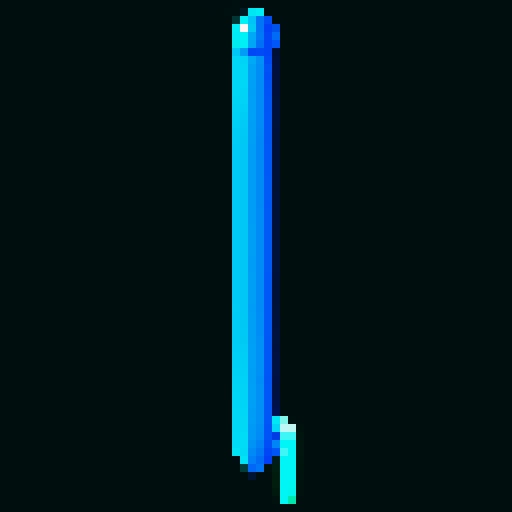 Pixel art of a thin bright green stick, retro-style 16-bit, 8x8, simple design for a space survival game fan laser bullet, no background, transparent edges