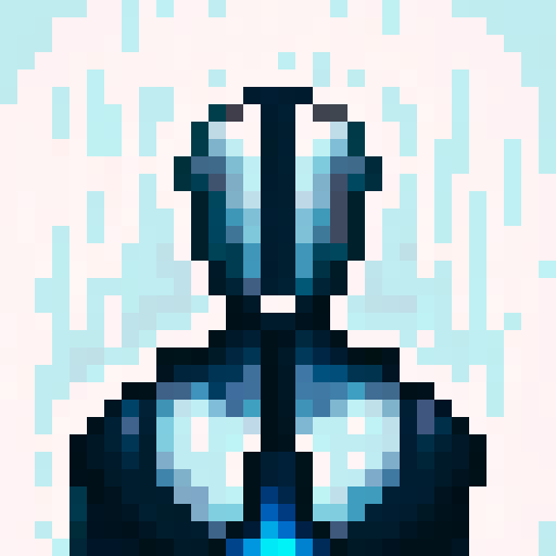 armoured warrior, futuristic, metallic, glowing, vibrant colors, detailed, intricate design, pixelated, pixel art, game icon, sRGB, 32x32, close up, skill art, menacing, portrait