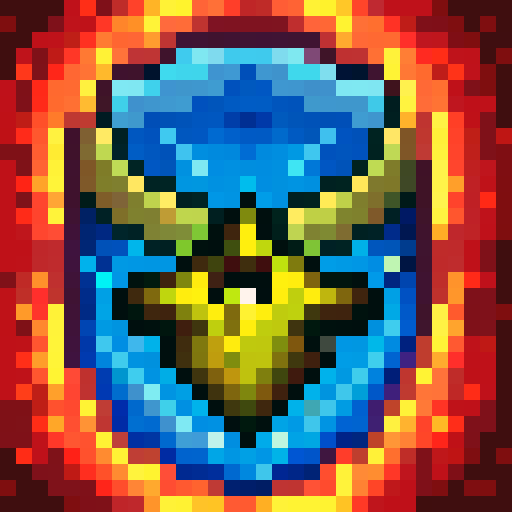 Challenger token, danger sign, 5 sides, game item, 32x32 pixel art, skill art, tibia, game item, transparency background