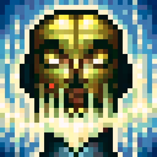 Close-up portrait of a game icon-style dumbbell with skillful 32x32 pixel art, featuring shiny metallic textures and bold, contrasting colors in sRGB.