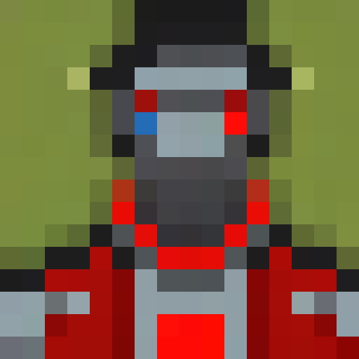 red and black clothes man with long hair and a bloody cloak