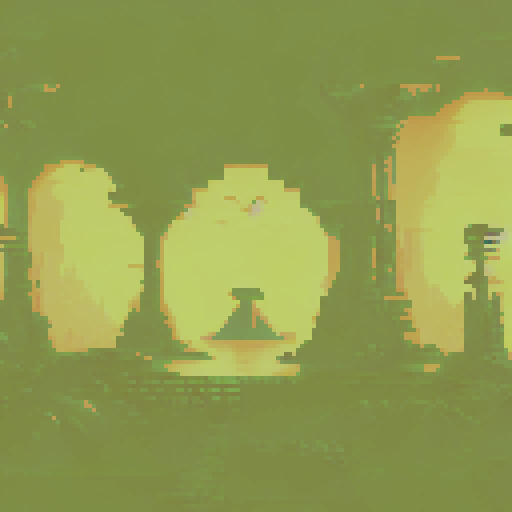 lovecraftian egyptian temple, eerie, towering, ancient, foreboding, ominous, detailed hieroglyphics, haunting shadows, otherworldly creatures, ethereal glow, pixelated, vibrant colors, sRGB, pixel art, immersive background, vast landscape
