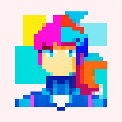 top part of suit, vibrant colors, blocky pixels, retro aesthetic, sharp edges, high contrast, geometric shapes, clean lines, limited color palette, pixelated details, 8-bit style, symmetrical design, bold outlines, dynamic angles