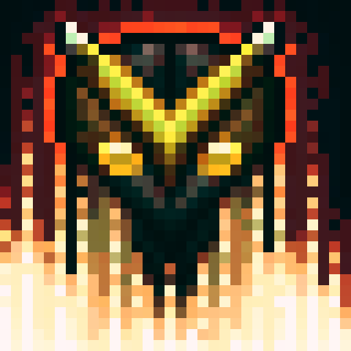 Demon vibe, dark avatar, 32x32 pixel art, close up, skill art, game icon, sRGB, portrait, 3D