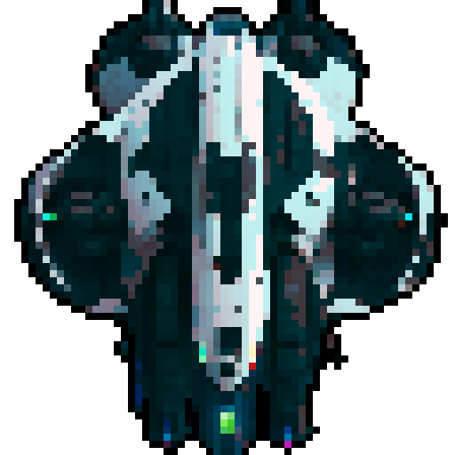 Futuristic space ship modeled after the sentinels from the matrix, add turret guns  from a top down view