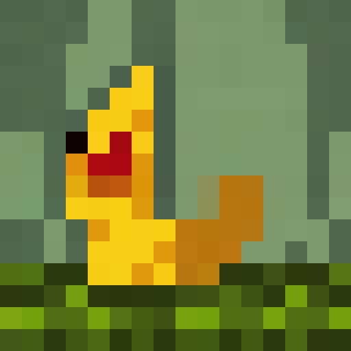 Pixelated Pikachu jumps joyfully in a lush green field with a clear blue sky and white fluffy clouds above.