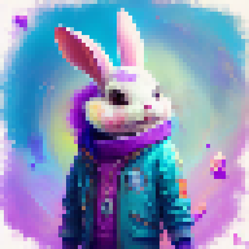 Colorful, whimsical, and cartoonish.

        Vibrant, playful bunny-women in oversized hats frolic through a candy-coated wonderland filled with towering lollipops, glittering rainbows, and fluffy clouds.