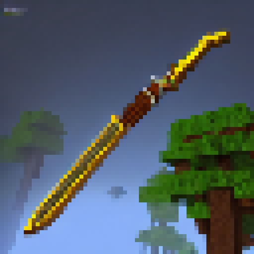 RPG sword, in the style of minecraft