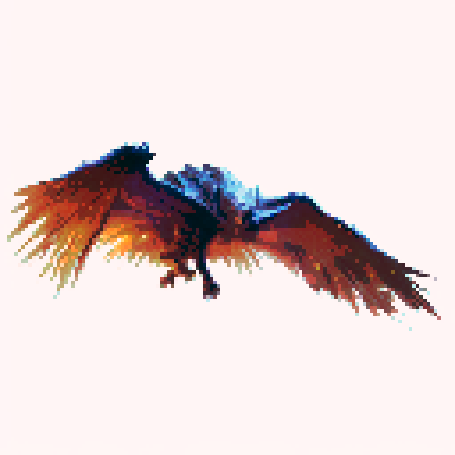 Large dark monster bird, flying to attack