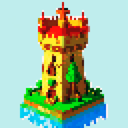 8 bit castle tower, cute, cozy 