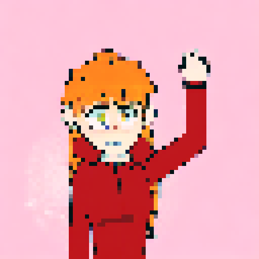 Girl with long orange hair and a red jacket