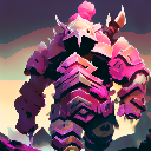 army of soldiers, towering pink monster kaiju, epic battle, dramatic landscape, intense action, detailed armor, vibrant colors, dynamic poses, sweeping brushstrokes