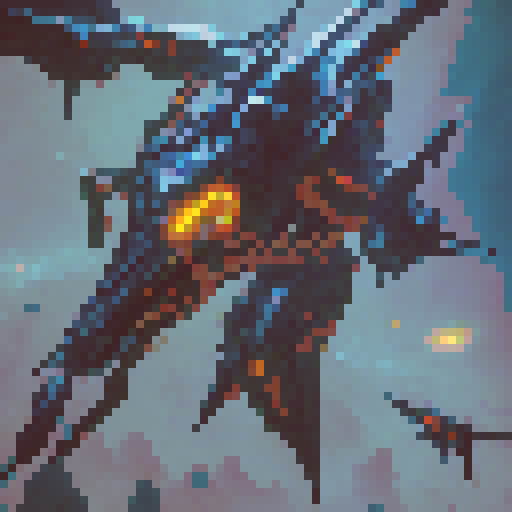 A majestic dragon soaring through a vibrant, neon-lit sky, casting a mystical glow on the medieval, cobblestone streets of a fantasy RPG town as enchanted creatures and characters in elaborate, shimmering armor go about their quests and adventures