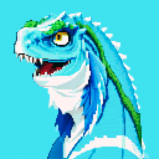 basilisk, blue and white color scheme, pixel art, sRGB