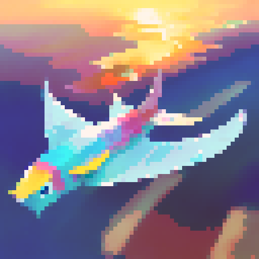 bird soaring high above a vibrant, sunset-drenched landscape, its majestic wings spread wide as it gracefully glides through the golden, painted sky