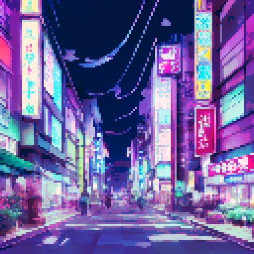 Tokyo at night, make it kinda vaporwave style emphasizing pinks and purples