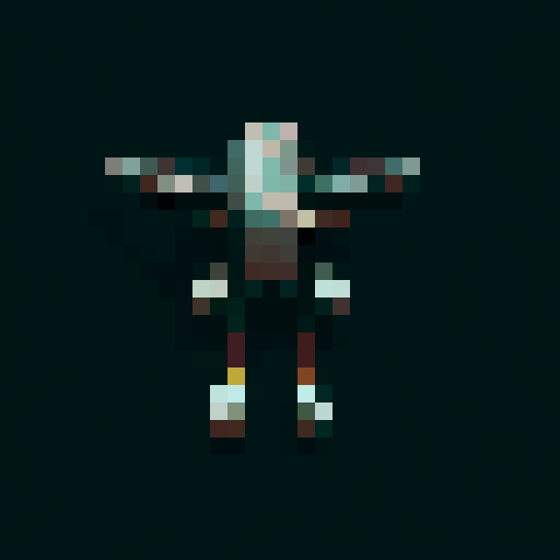 combat drone, muted metallic, sharp edges, rustic, pixel art