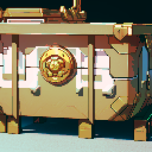 golden, glowing, lootbox, intricate details, futuristic lootbox, futuristic crate, sRGB, pixel art