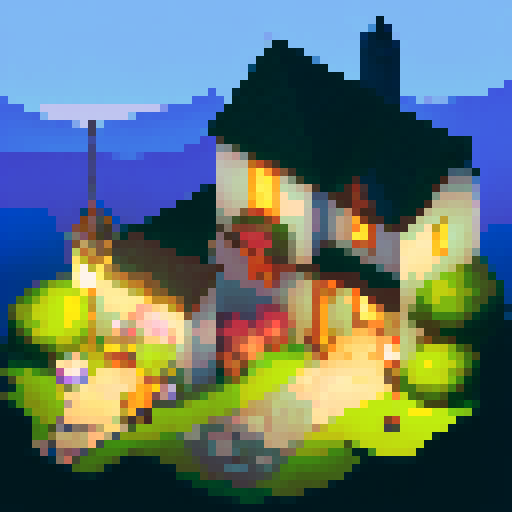 night scene with lights casting shadows