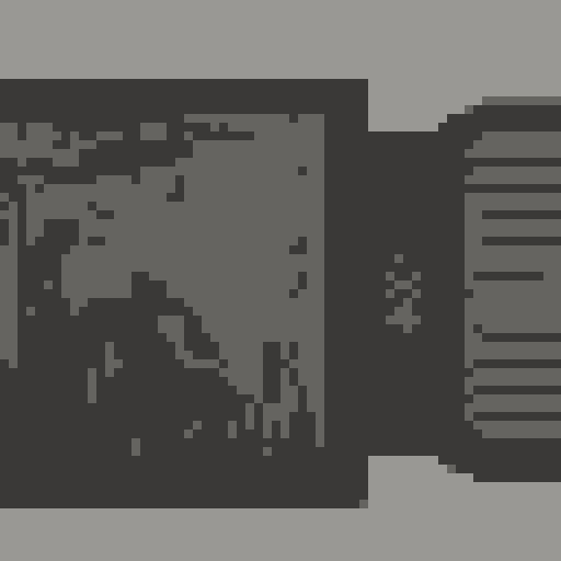 Pixelated tank on a war-torn battlefield, surrounded by explosions and smoke, with soldiers amidst ruins and debris, in a gritty and retro style with muted colors and intense action-packed scenes, all captured from an aerial view to create an immersive and iconic image