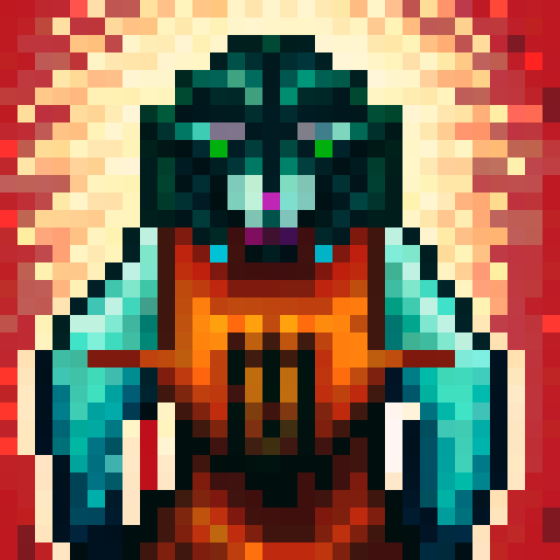 Hachiko, loyal and determined, with vibrant colors and clean lines, captured in a close-up, iconic 32x32 pixel art, skillfully showcasing his portrait