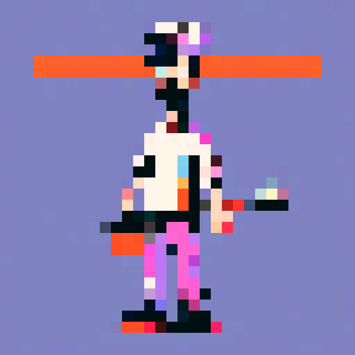 cooking chef with moustache, frying pan in hand, pixel art, vibrant sRGB colors